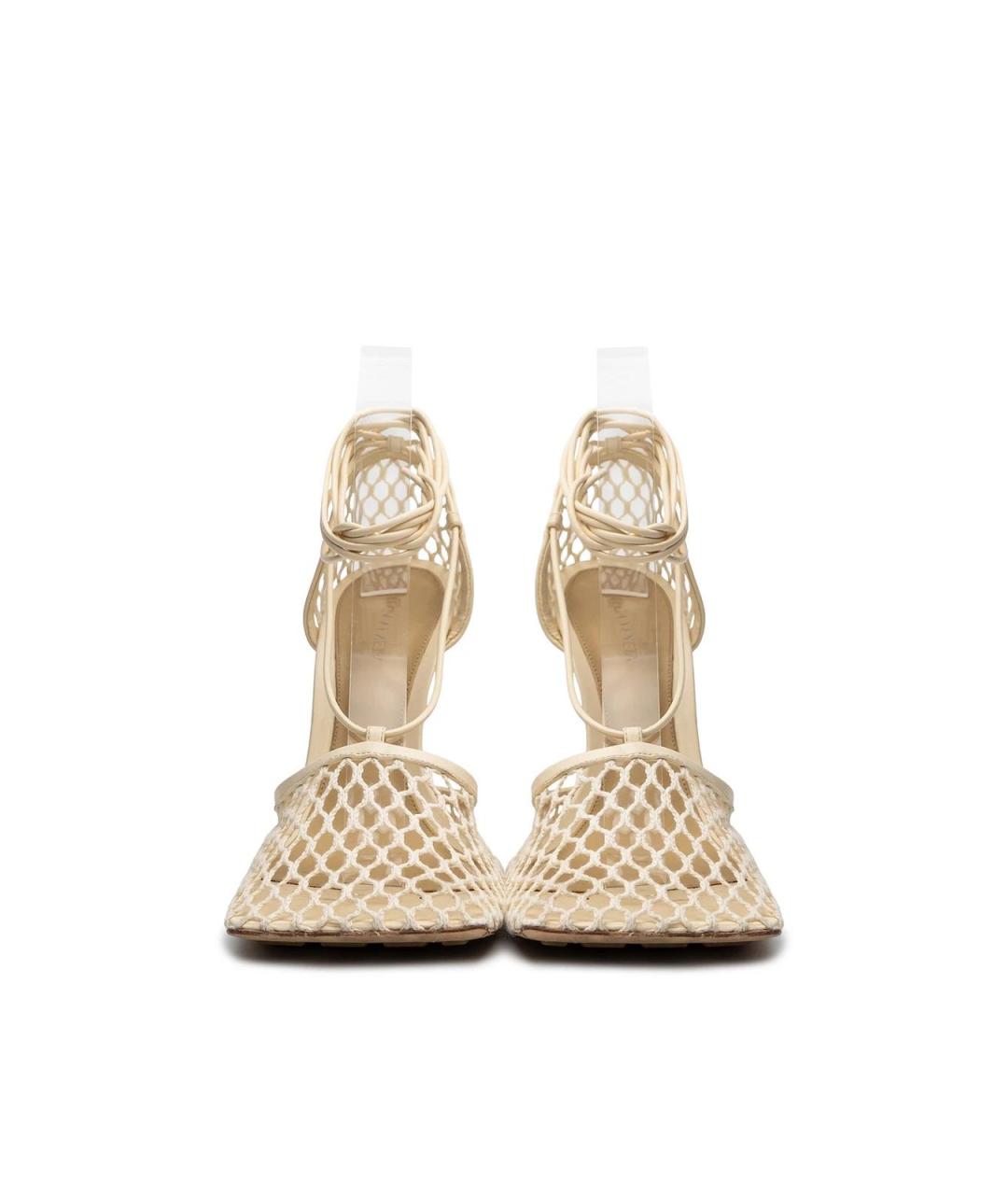 BOTTEGA VENETA Бежевые кожаные босоножки, фото 5