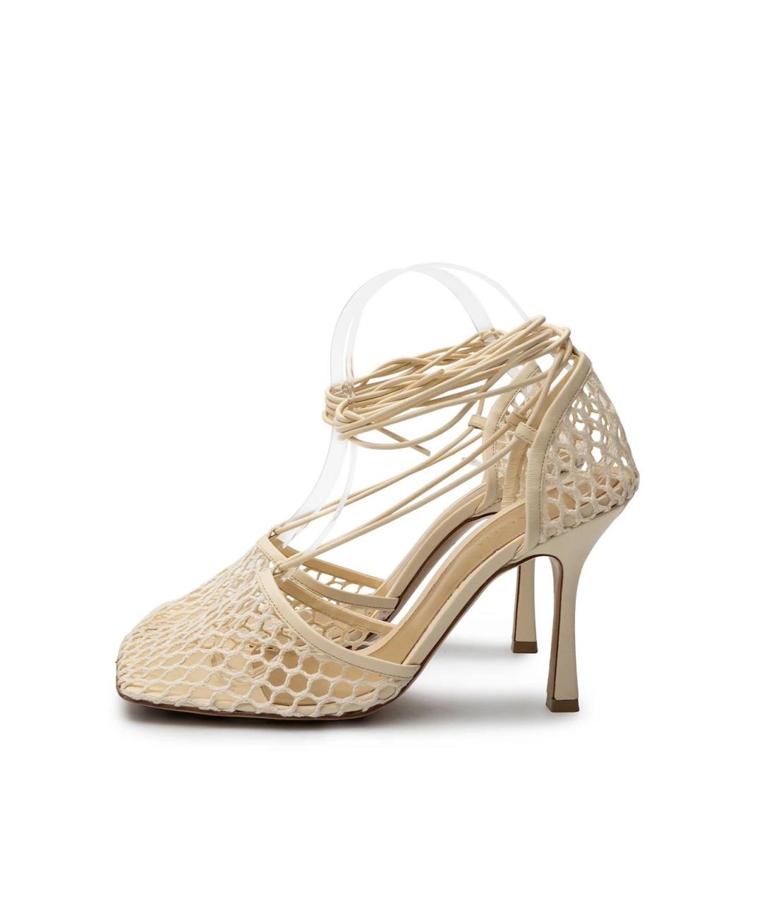 BOTTEGA VENETA Бежевые кожаные босоножки, фото 3