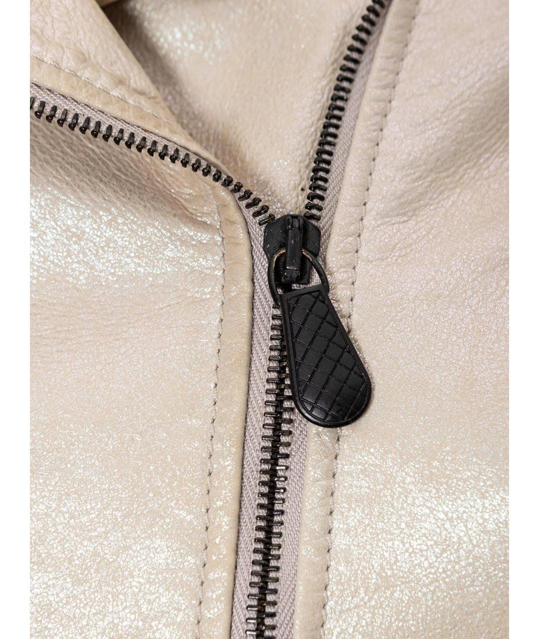 BOTTEGA VENETA Бежевая кожаная куртка, фото 3
