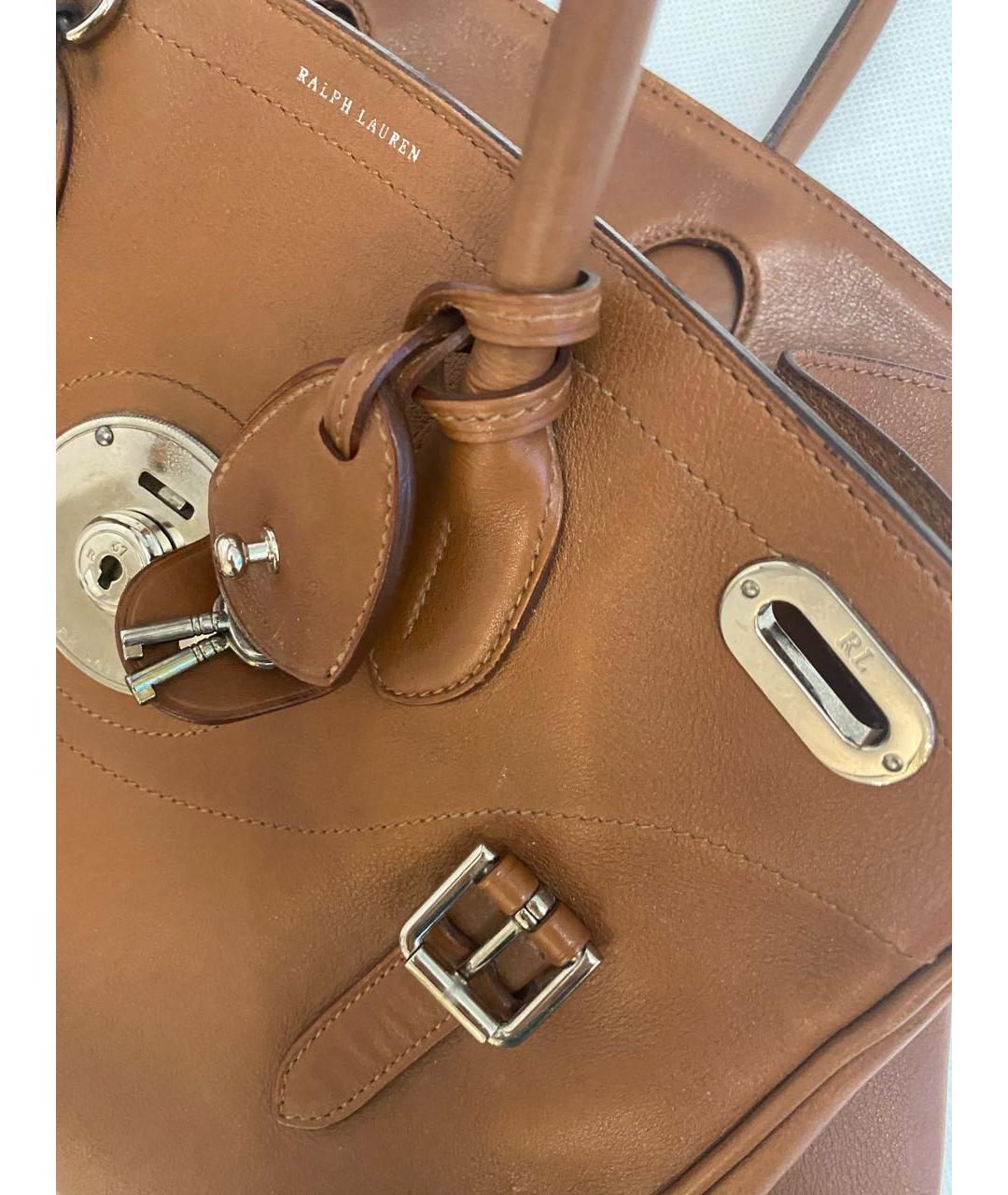 RALPH LAUREN Коричневая кожаная сумка с короткими ручками, фото 2