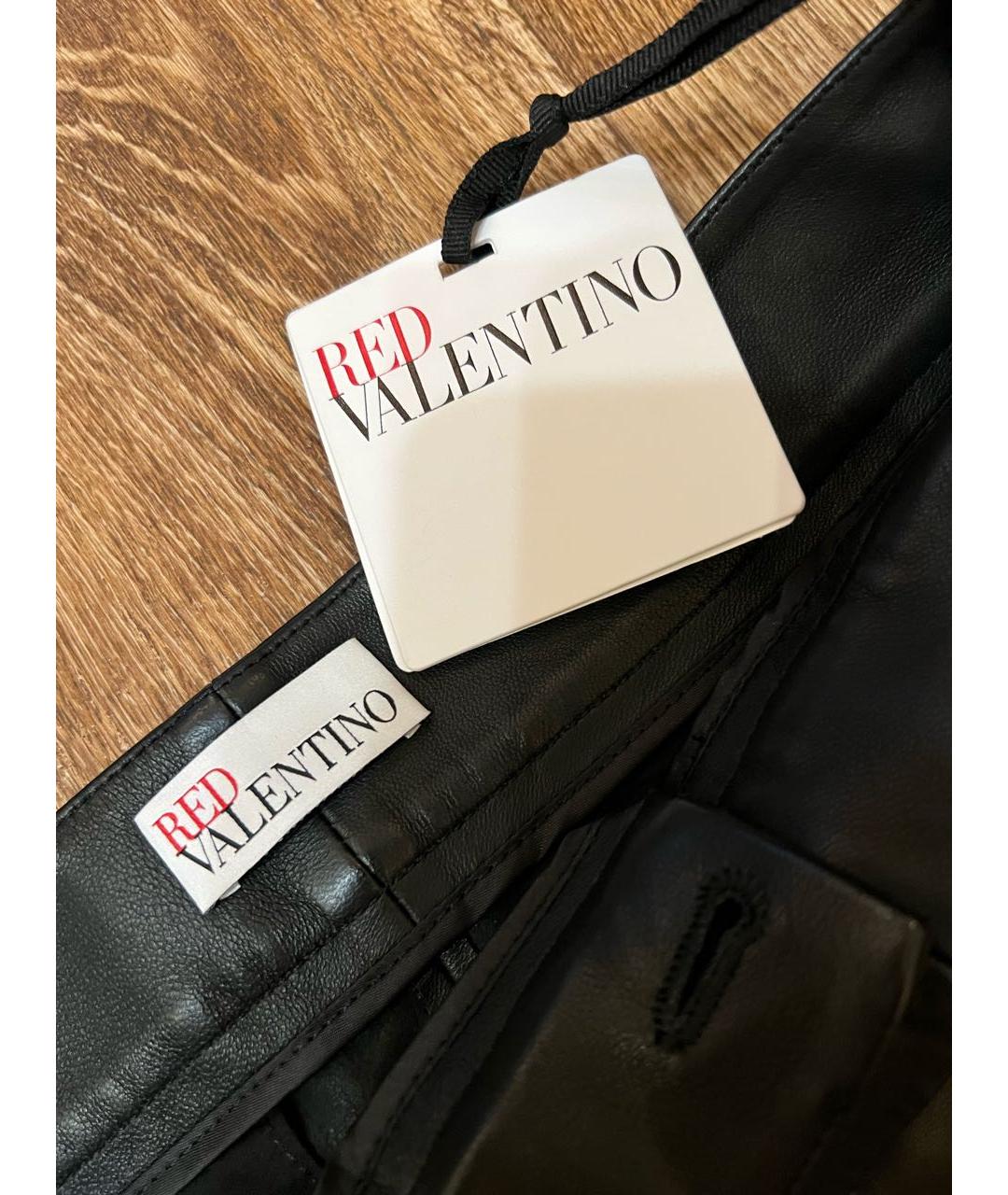 RED VALENTINO Черные кожаные прямые брюки, фото 3