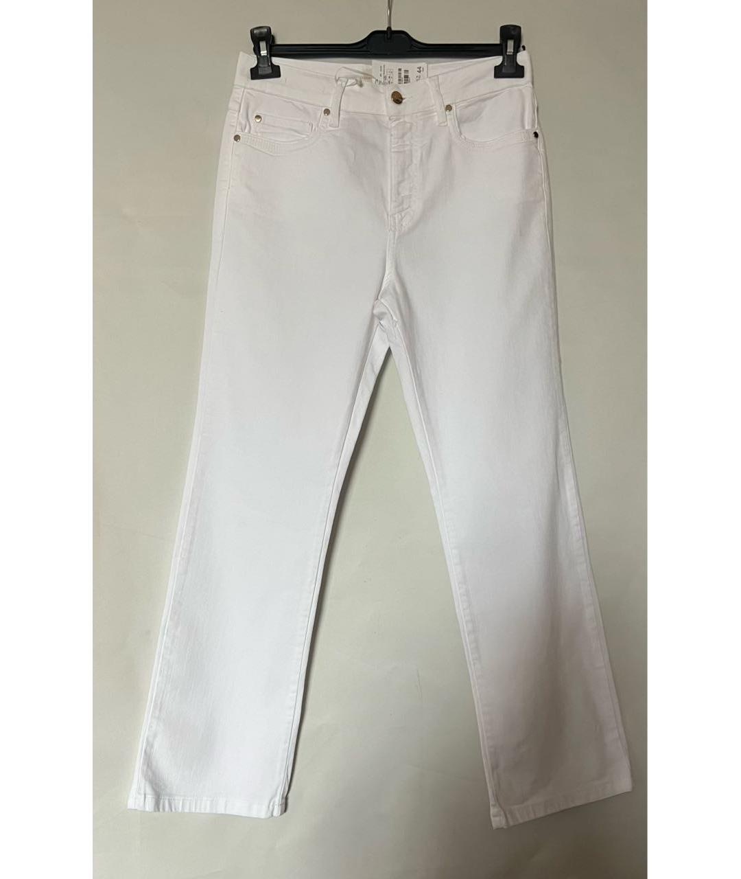 'S MAX MARA Белые хлопко-эластановые прямые джинсы, фото 2