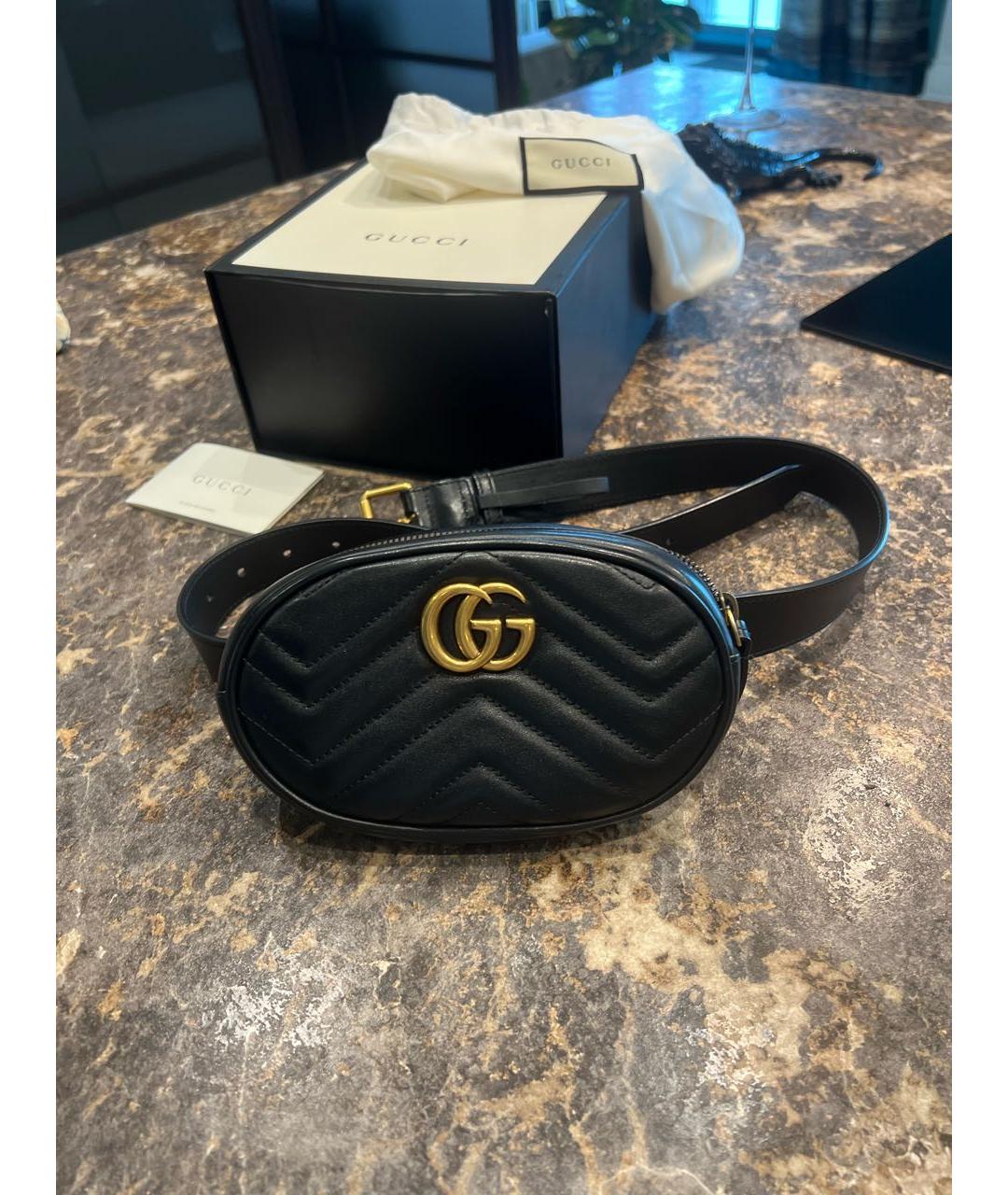 GUCCI Черная кожаная поясная сумка, фото 5