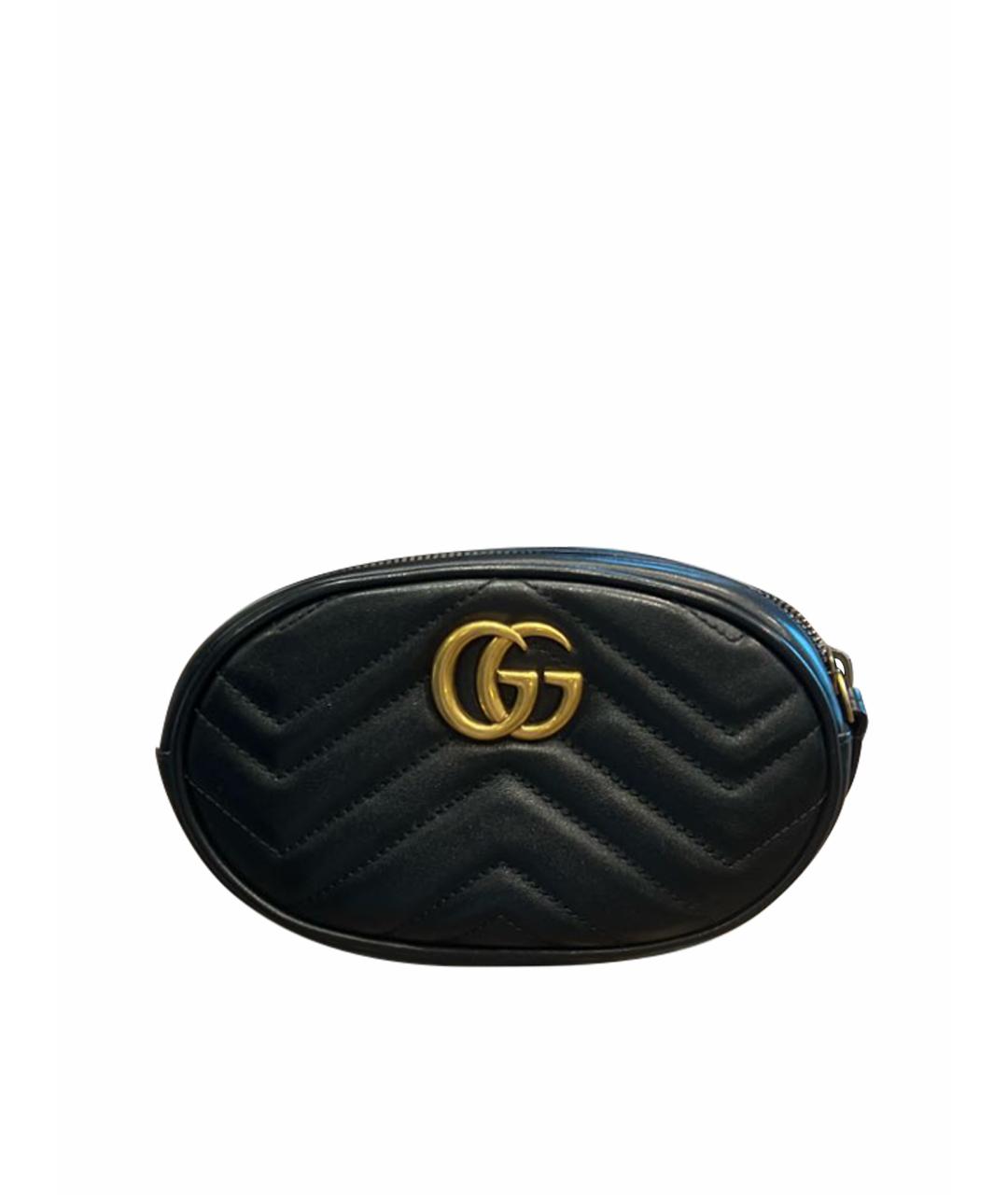 GUCCI Черная кожаная поясная сумка, фото 1