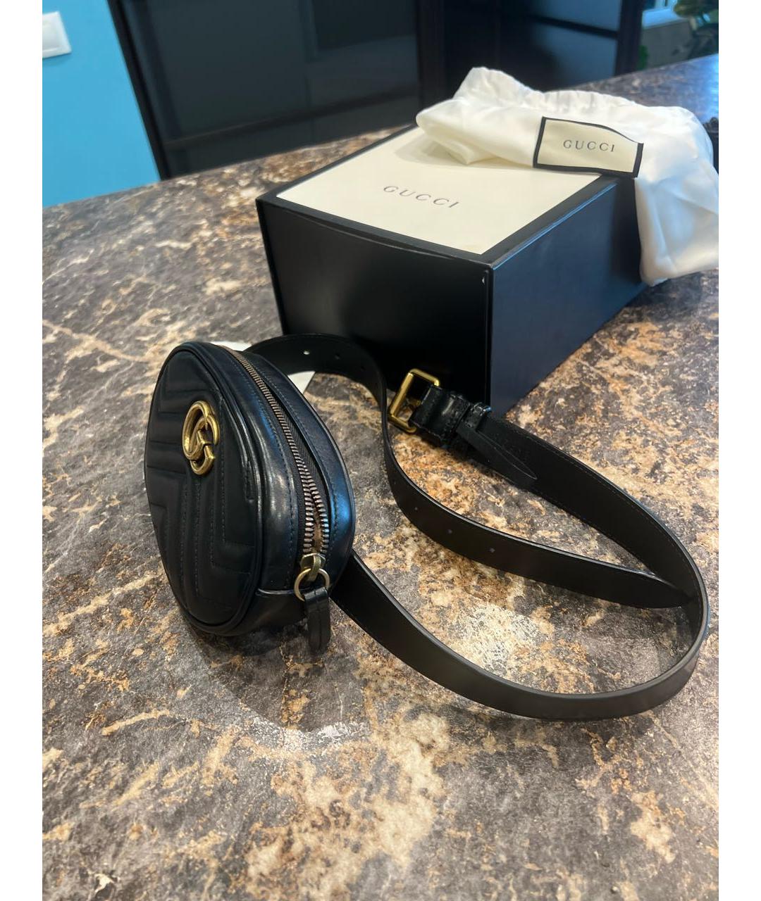 GUCCI Черная кожаная поясная сумка, фото 2