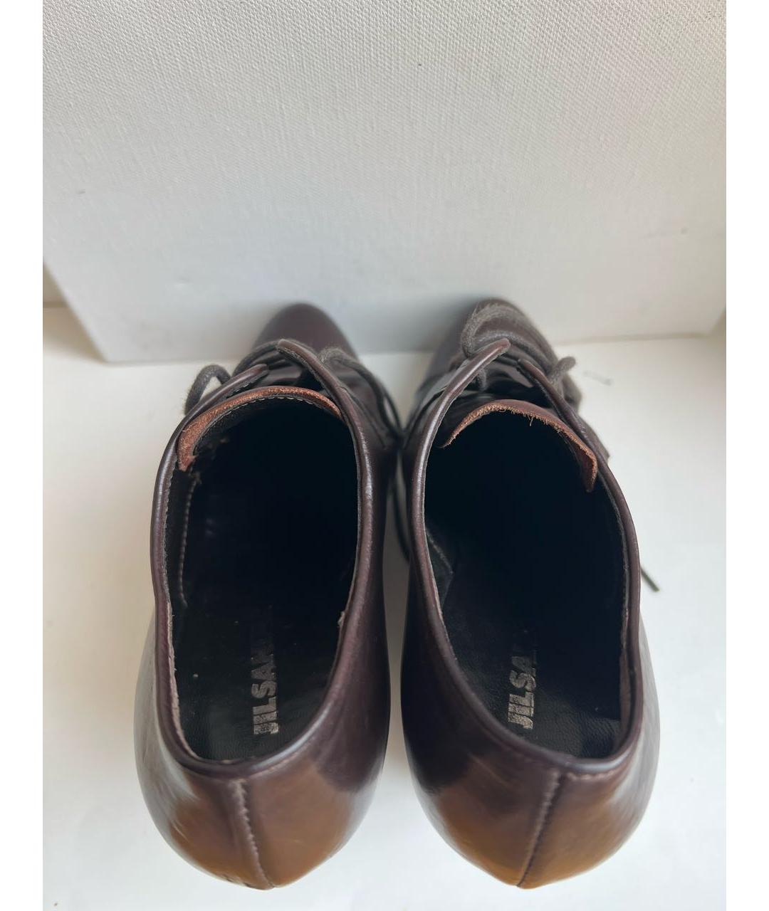 JIL SANDER Коричневые кожаные ботильоны, фото 3