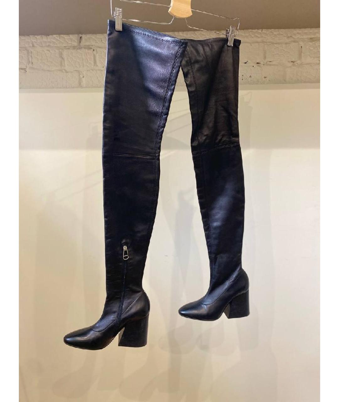 MAISON MARGIELA Черные кожаные ботфорты, фото 4