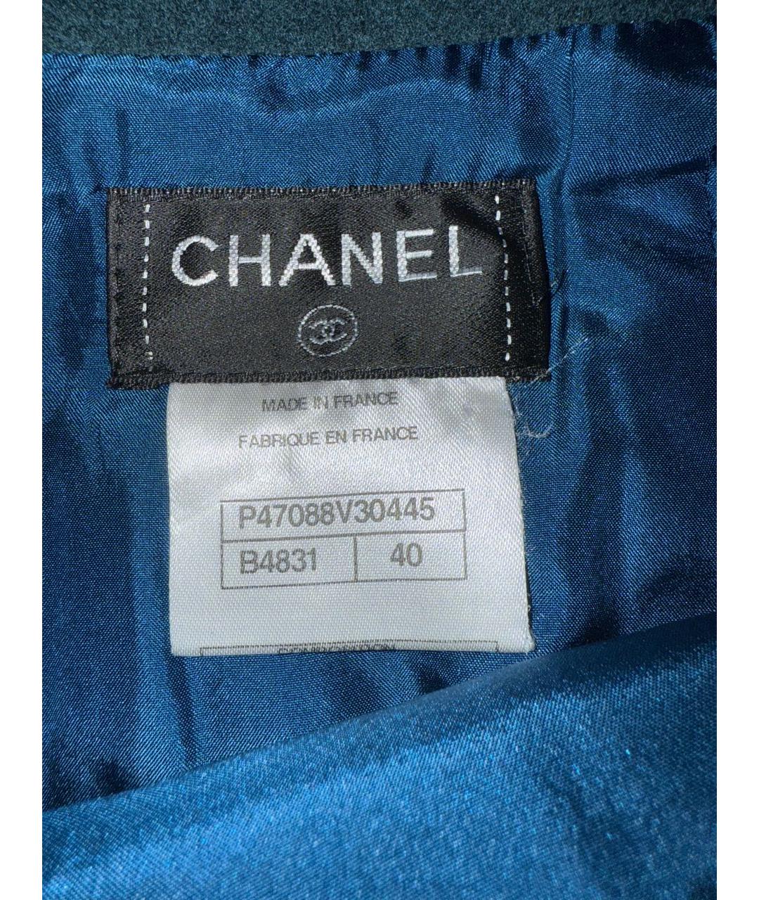 CHANEL Темно-синяя шерстяная юбка мини, фото 3