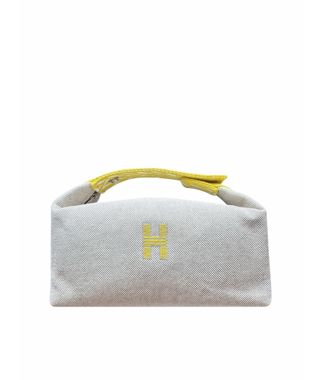 HERMES Бежевая тканевая косметичка, фото 1