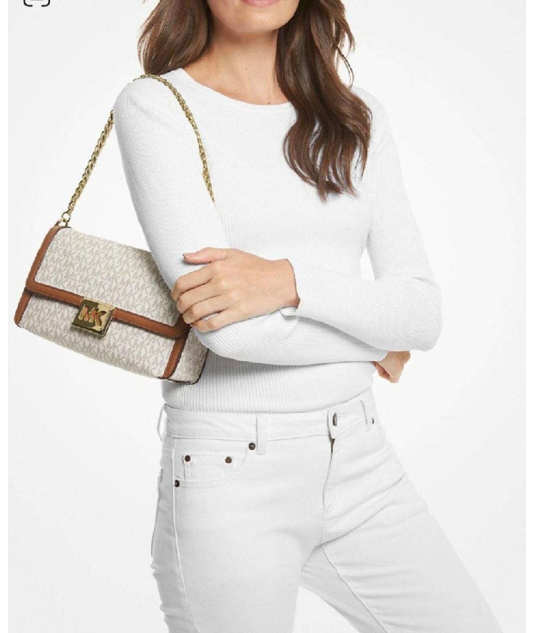 MICHAEL KORS Бежевая сумка через плечо из искусственной кожи, фото 4