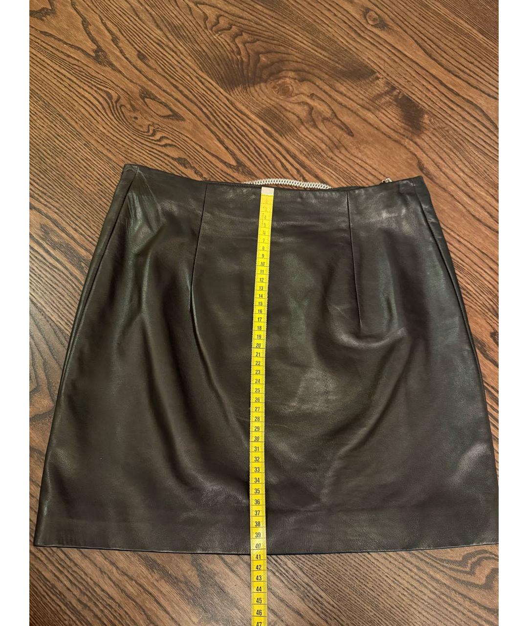 SAINT LAURENT Черная кожаная юбка мини, фото 6