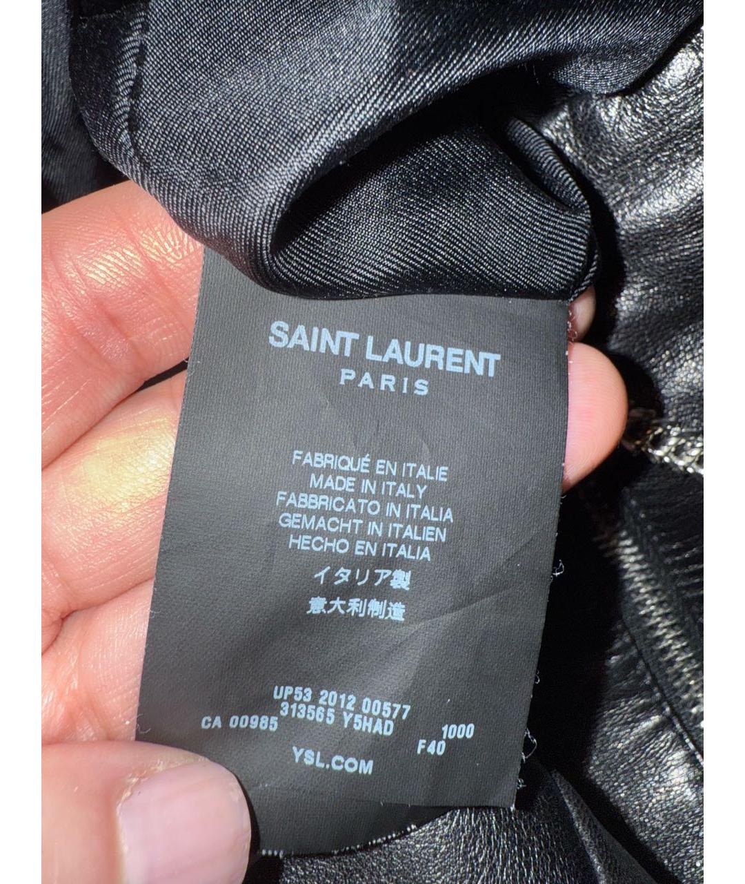 SAINT LAURENT Черная кожаная юбка мини, фото 3