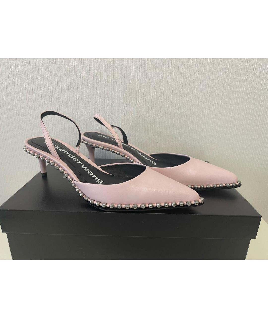 ALEXANDER WANG Розовые кожаные лодочки на низком каблуке, фото 5