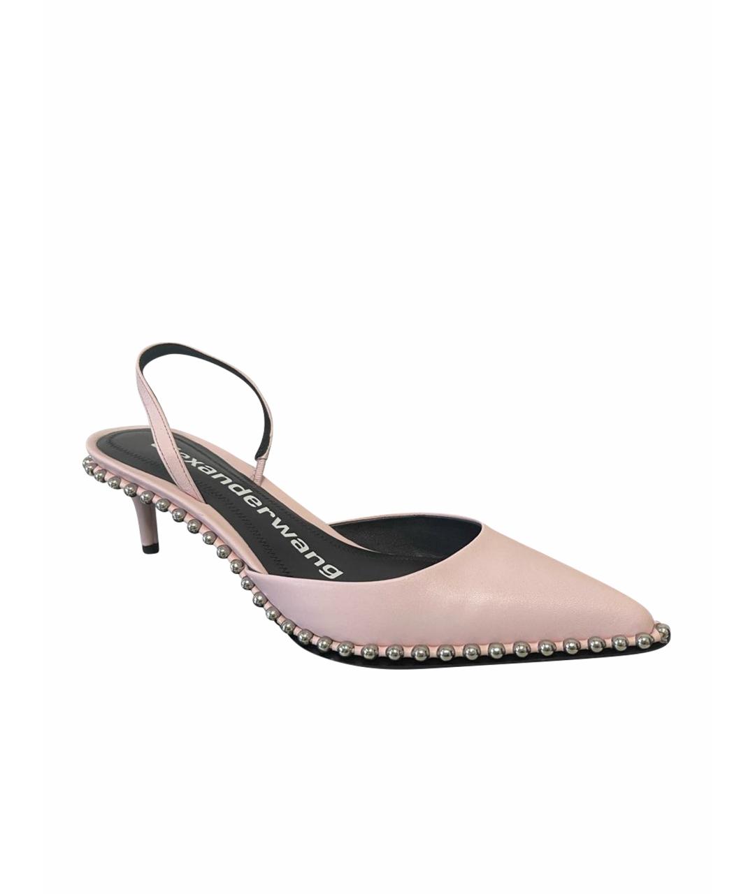 ALEXANDER WANG Розовые кожаные лодочки на низком каблуке, фото 1