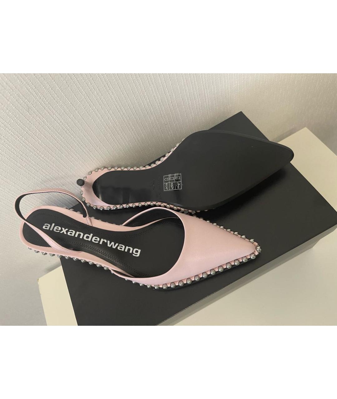 ALEXANDER WANG Розовые кожаные лодочки на низком каблуке, фото 3