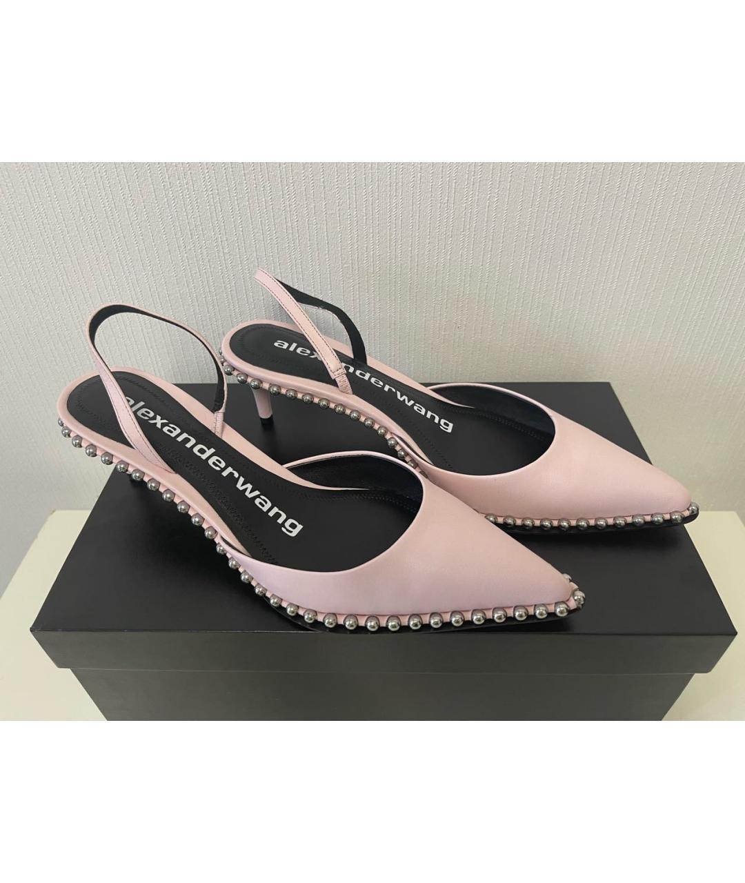 ALEXANDER WANG Розовые кожаные лодочки на низком каблуке, фото 2