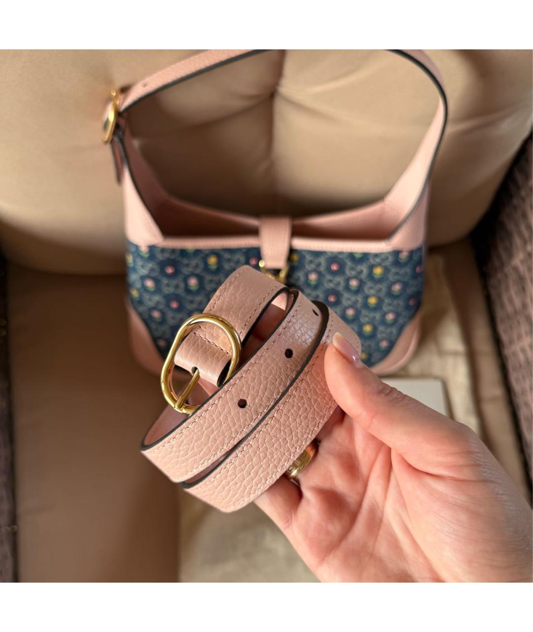 GUCCI Розовая кожаная сумка тоут, фото 7