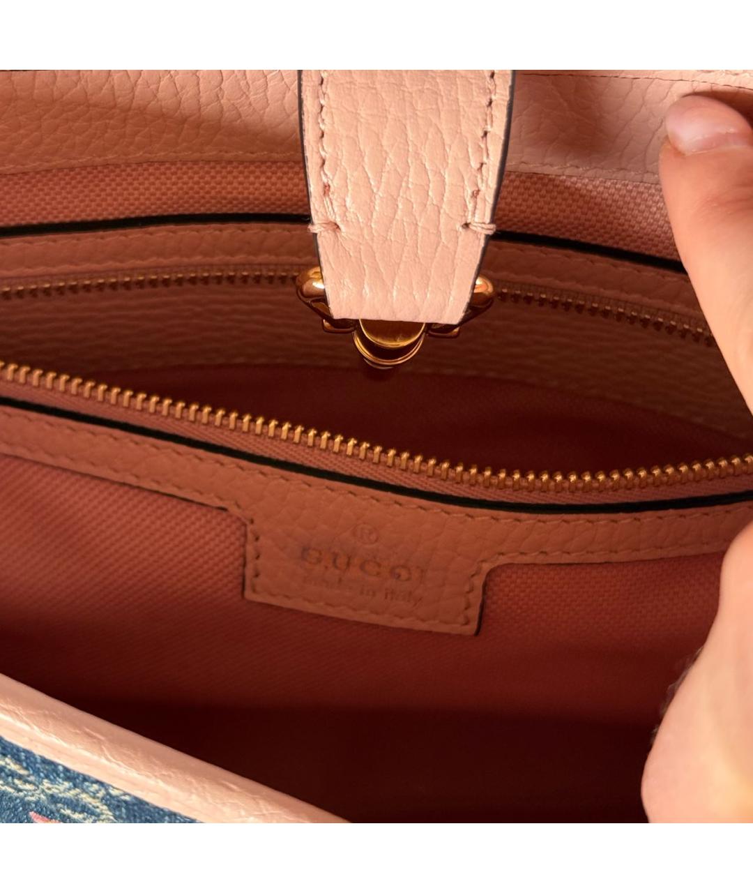 GUCCI Розовая кожаная сумка тоут, фото 5