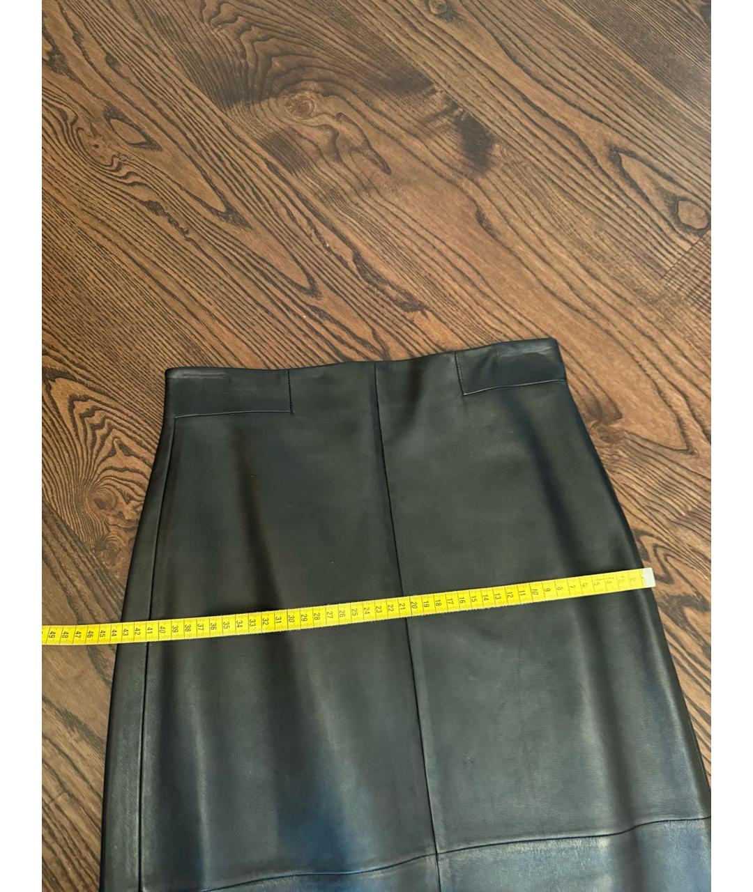 SAINT LAURENT Черная кожаная юбка миди, фото 7