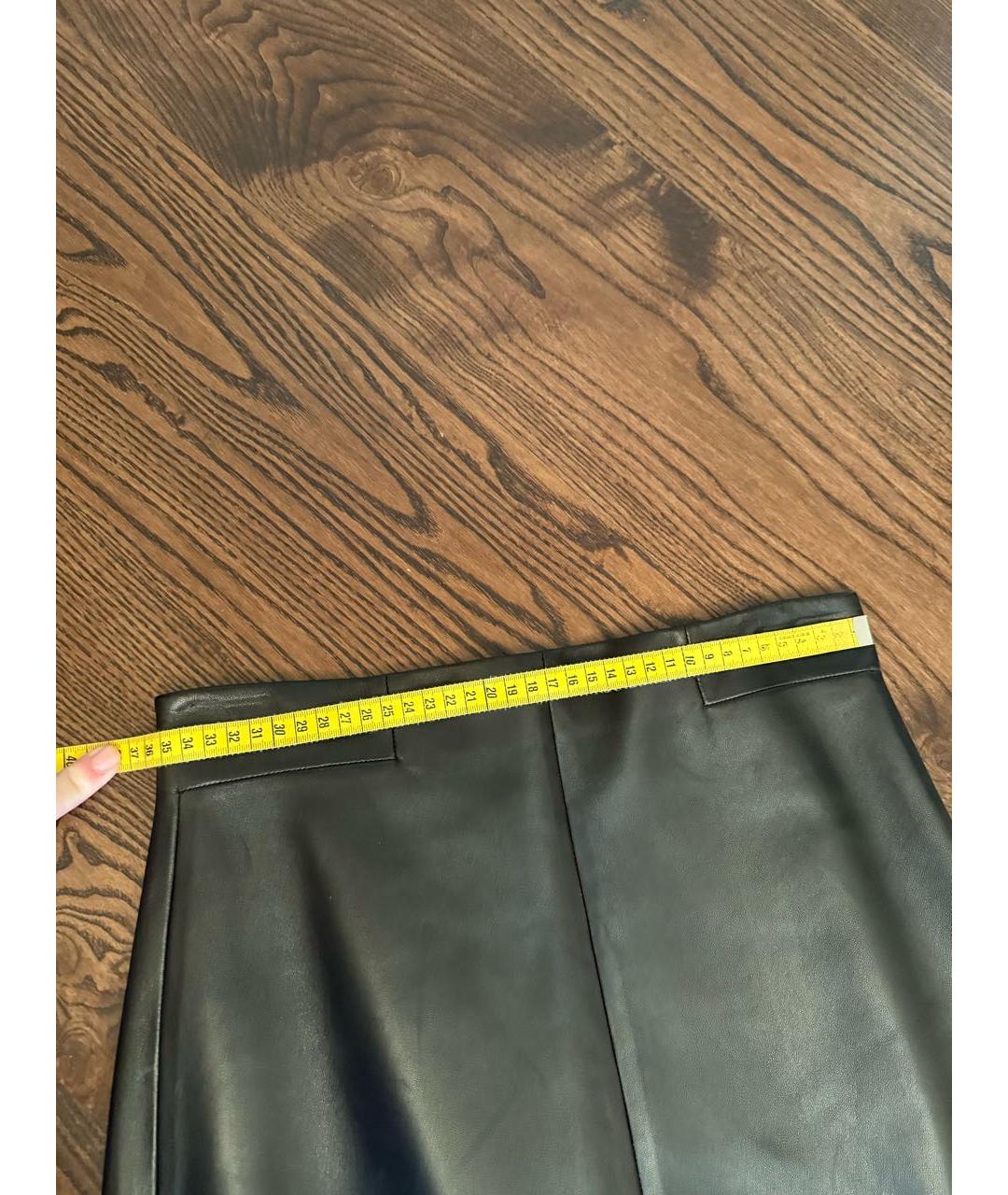 SAINT LAURENT Черная кожаная юбка миди, фото 8