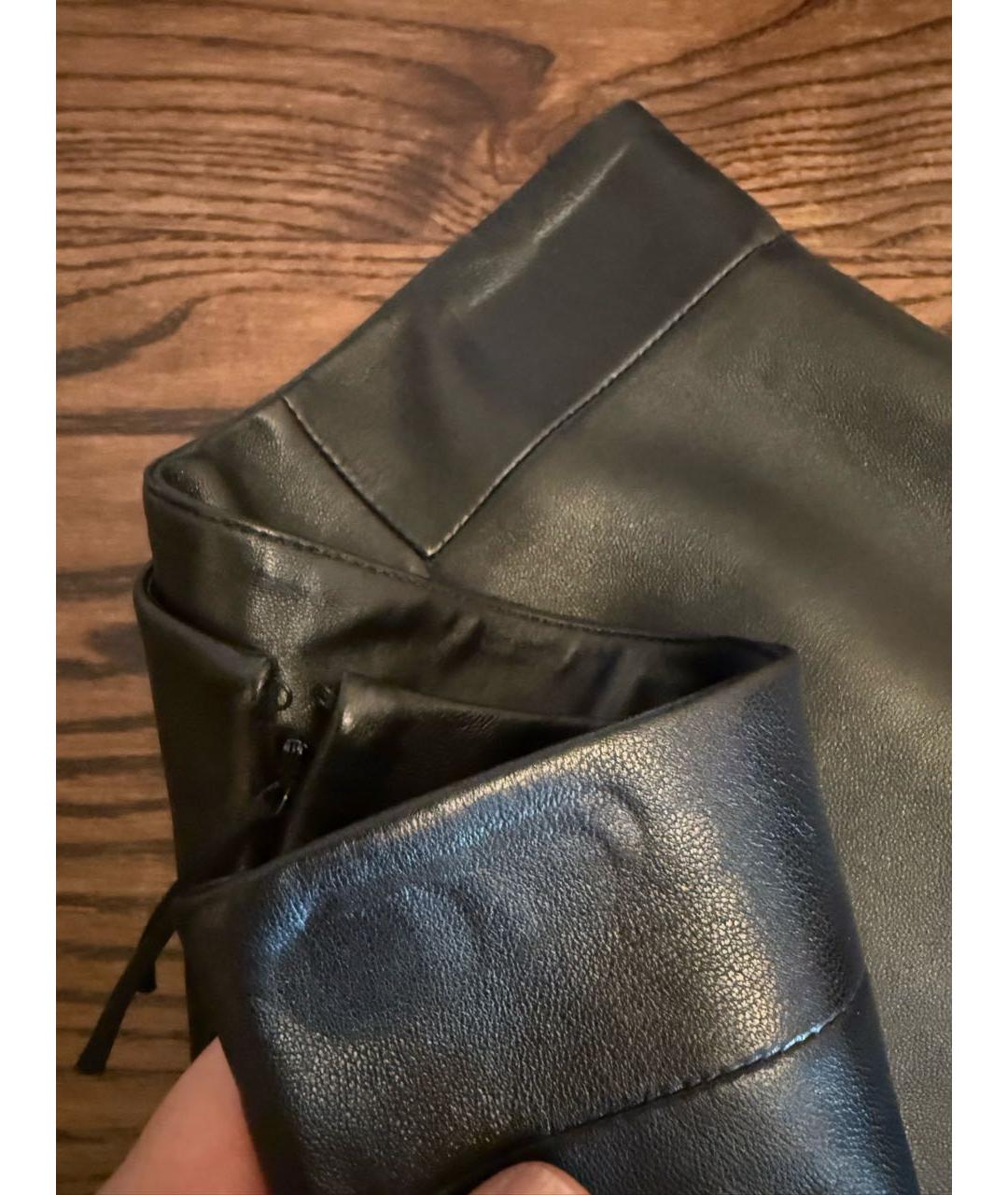 SAINT LAURENT Черная кожаная юбка миди, фото 4