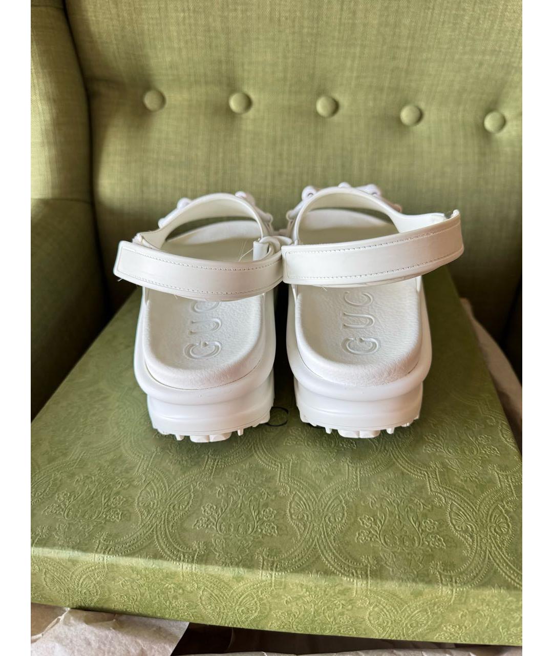 GUCCI Белые резиновые сандалии, фото 5