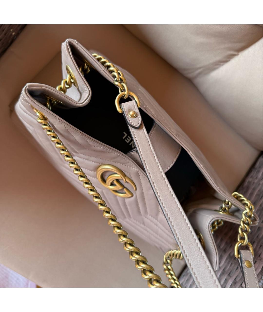 GUCCI Бежевая кожаная сумка тоут, фото 5