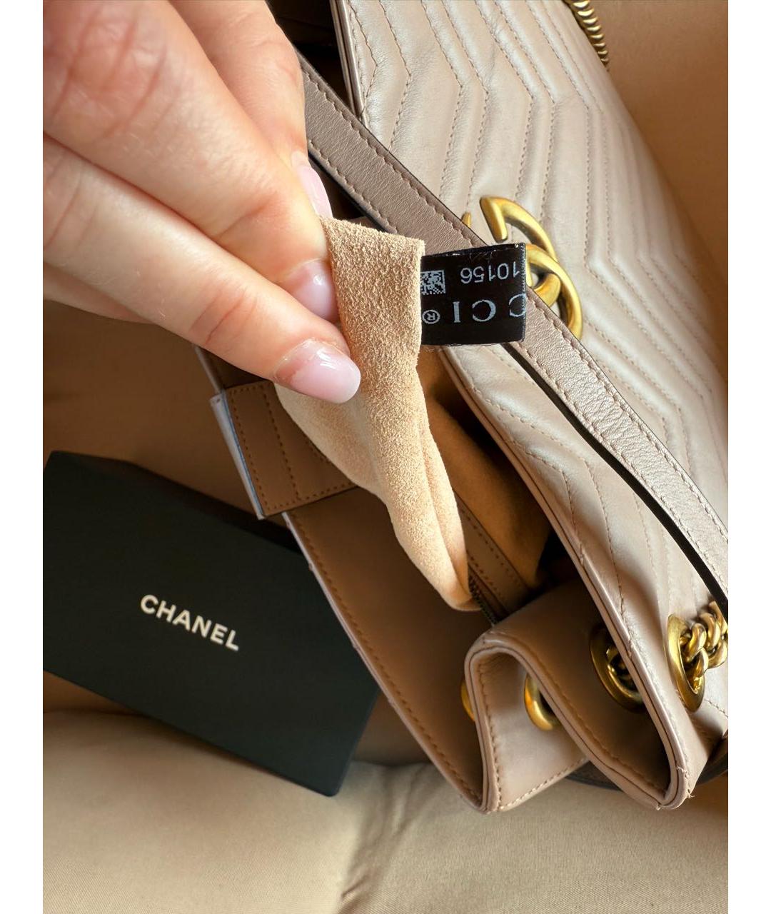 GUCCI Бежевая кожаная сумка тоут, фото 8