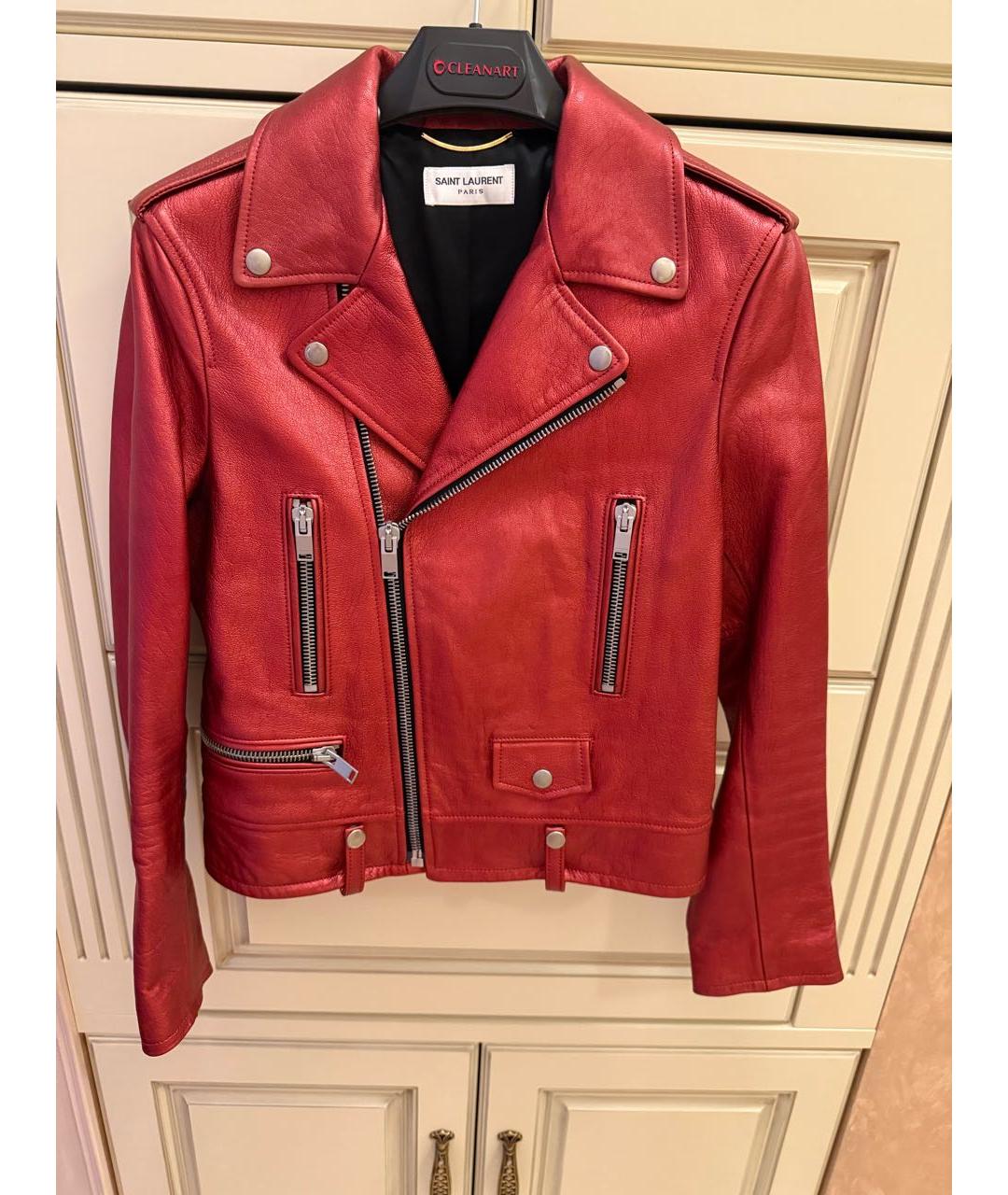 SAINT LAURENT Красная кожаная куртка, фото 8