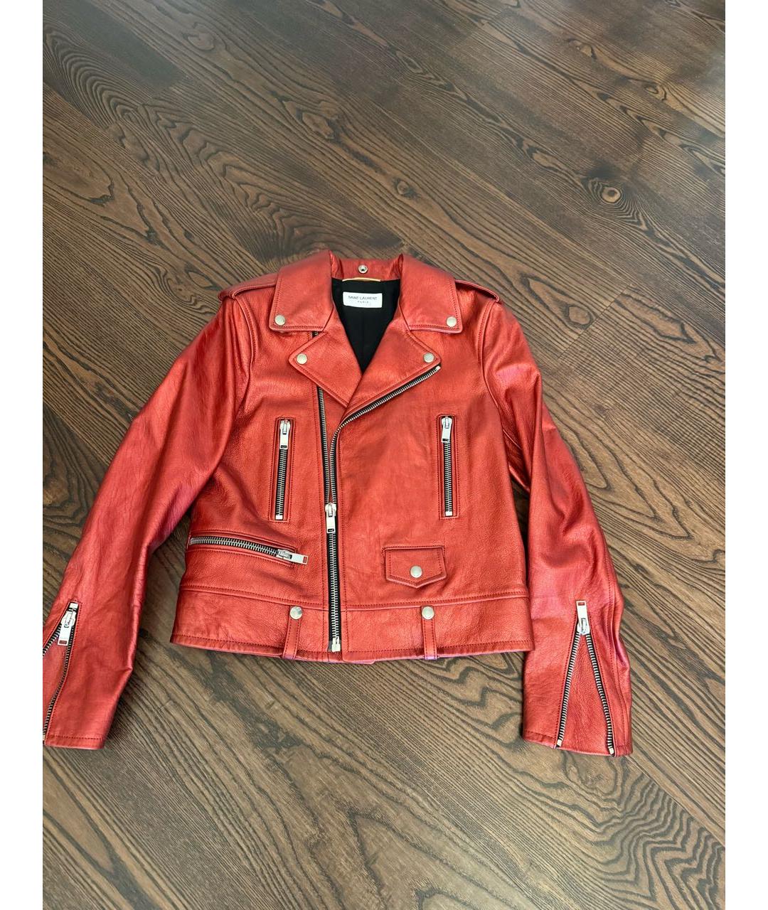 SAINT LAURENT Красная кожаная куртка, фото 2