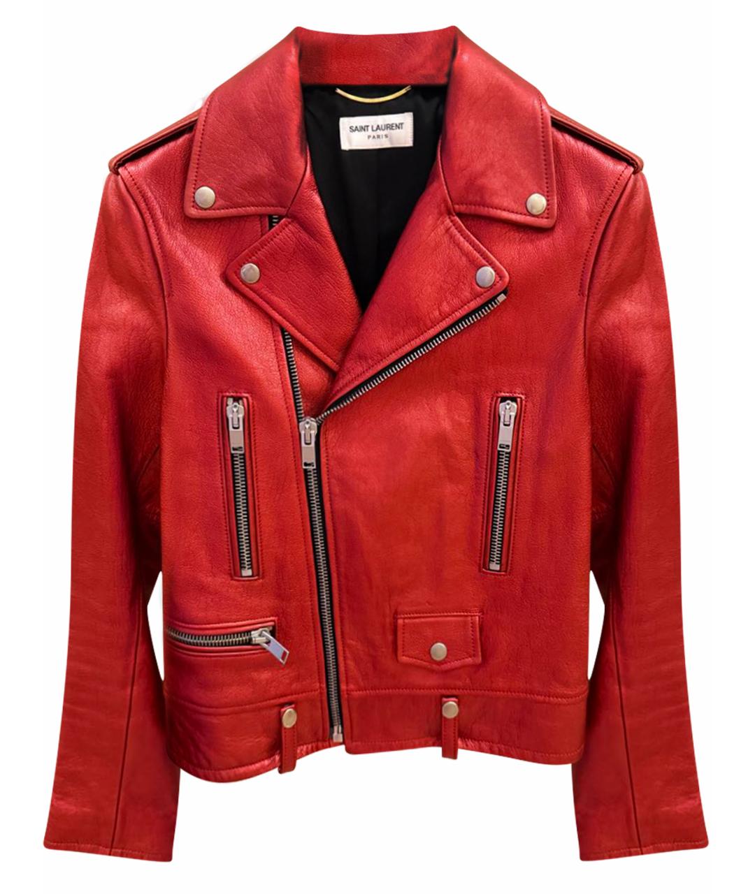 SAINT LAURENT Красная кожаная куртка, фото 1