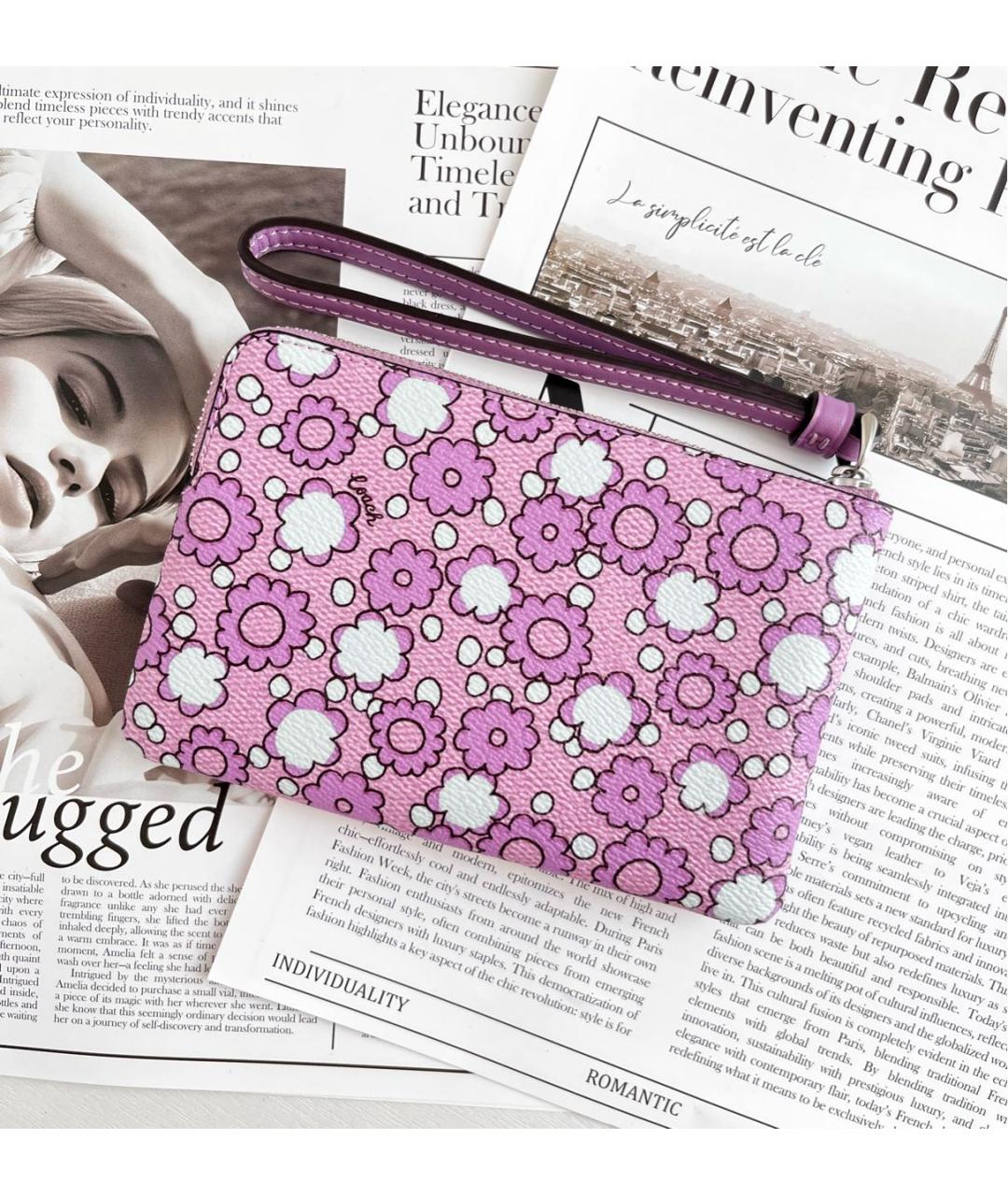 COACH Фиолетовый кожаный кошелек, фото 4