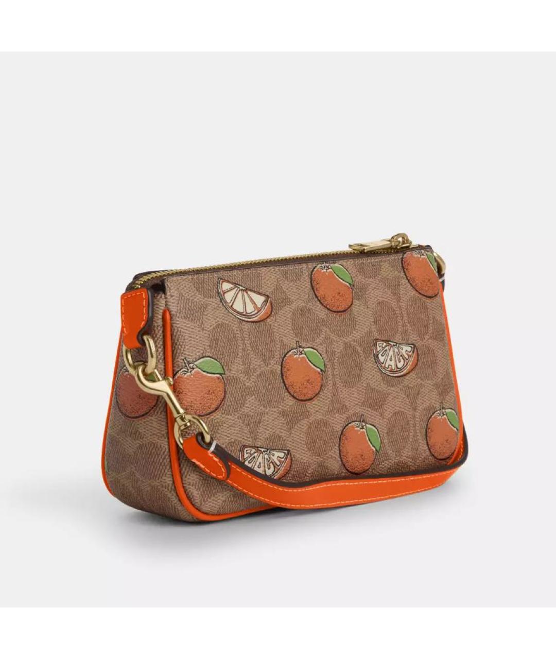 COACH Коричневая кожаная сумка с короткими ручками, фото 2