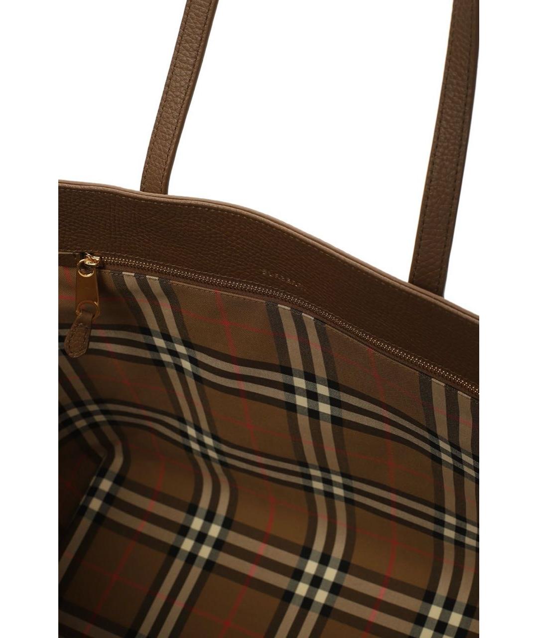 BURBERRY Коричневая кожаная сумка тоут, фото 4