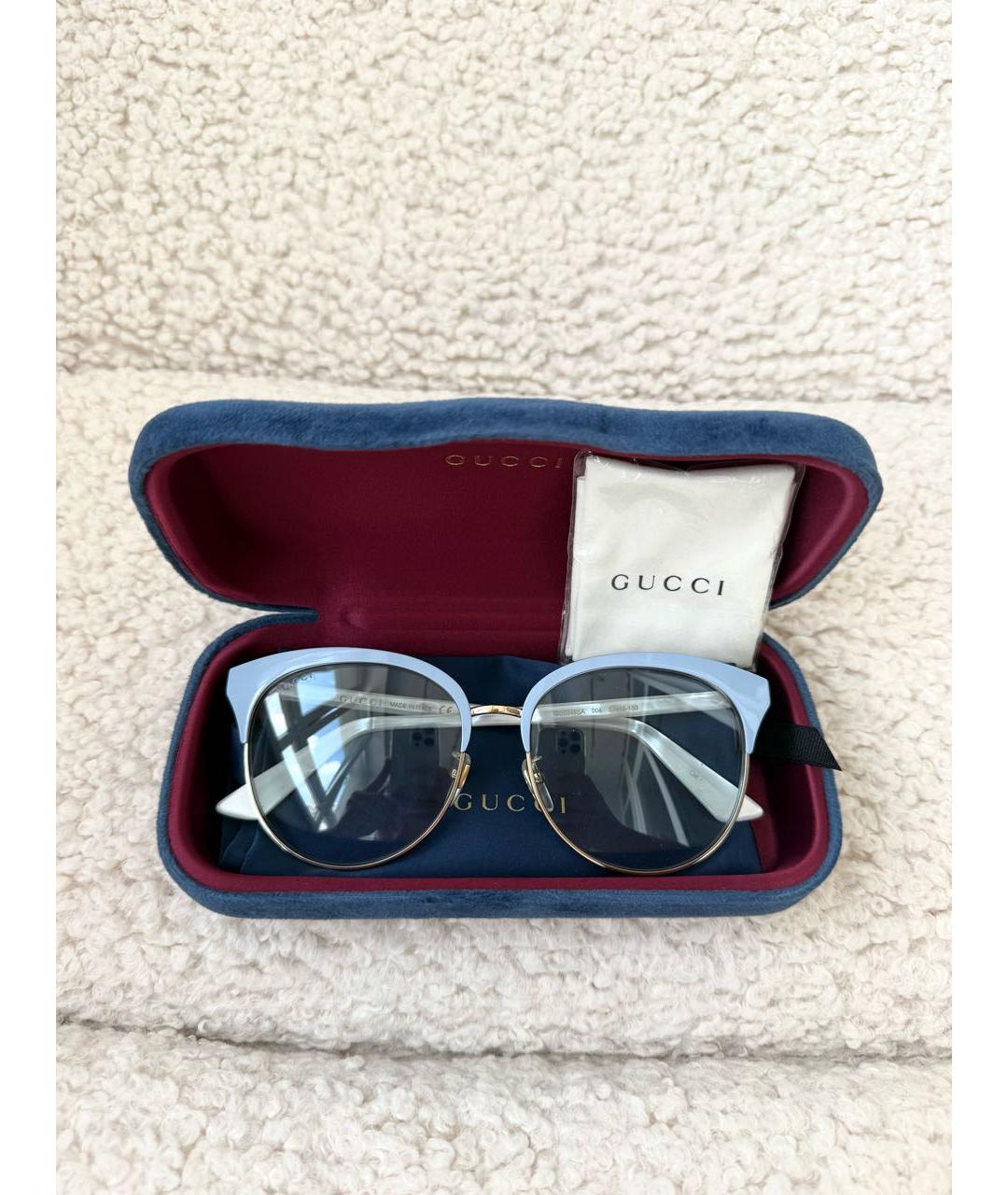 GUCCI Голубые пластиковые солнцезащитные очки, фото 2