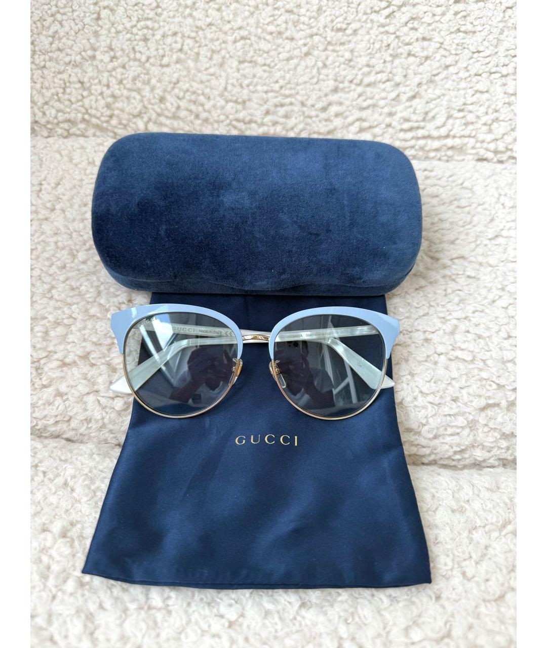 GUCCI Голубые пластиковые солнцезащитные очки, фото 3