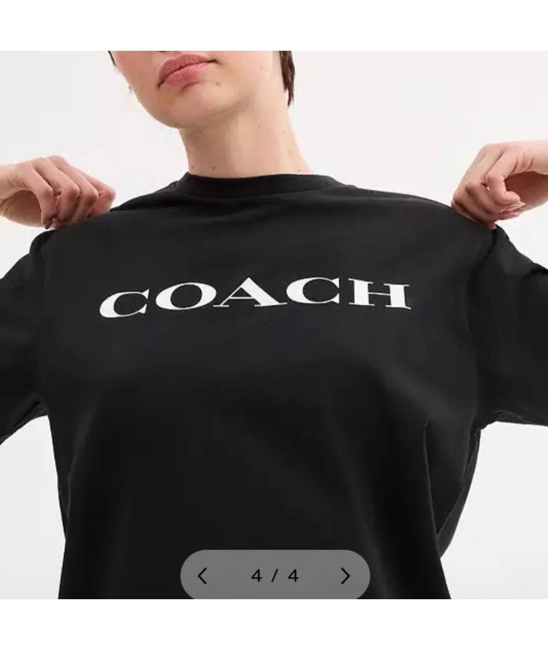 COACH Черная хлопковая футболка, фото 4