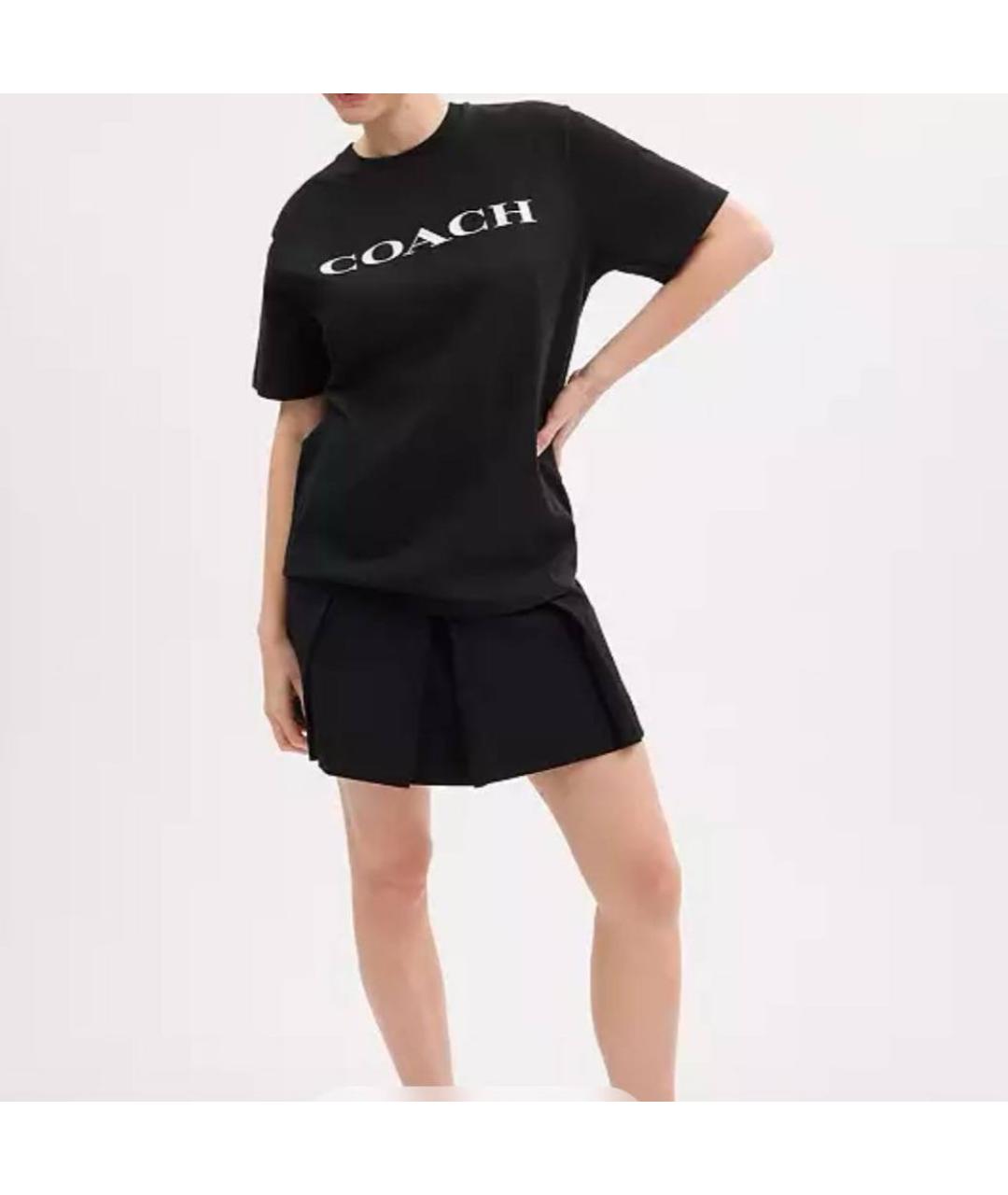 COACH Черная хлопковая футболка, фото 2