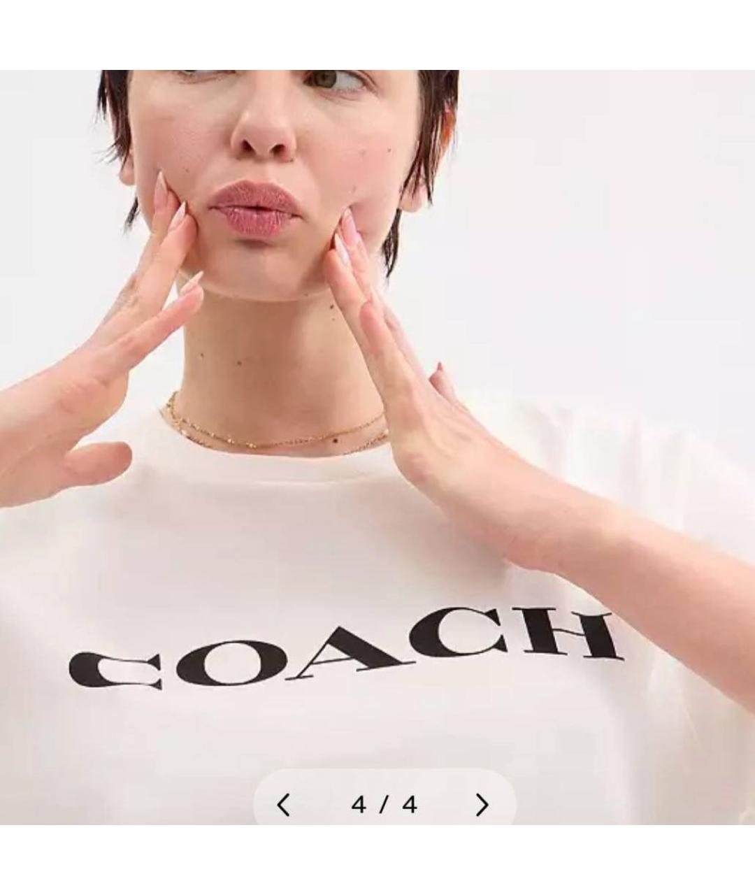 COACH Белая хлопковая футболка, фото 4