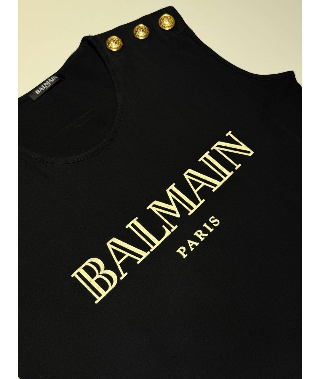 BALMAIN Черная хлопковая футболка, фото 3