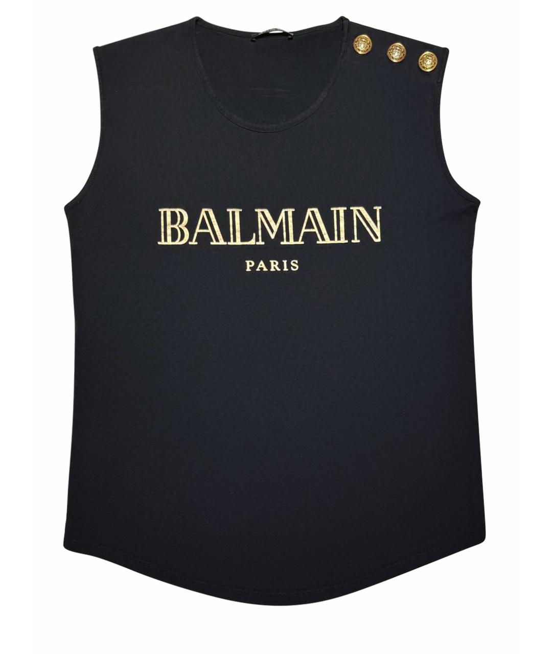 BALMAIN Черная хлопковая футболка, фото 1