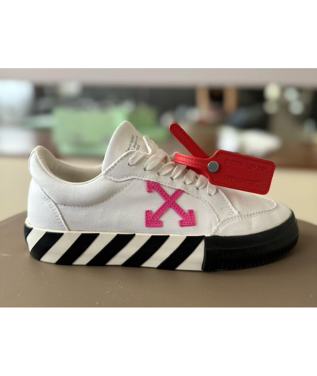 OFF-WHITE Белые текстильные кеды, фото 7