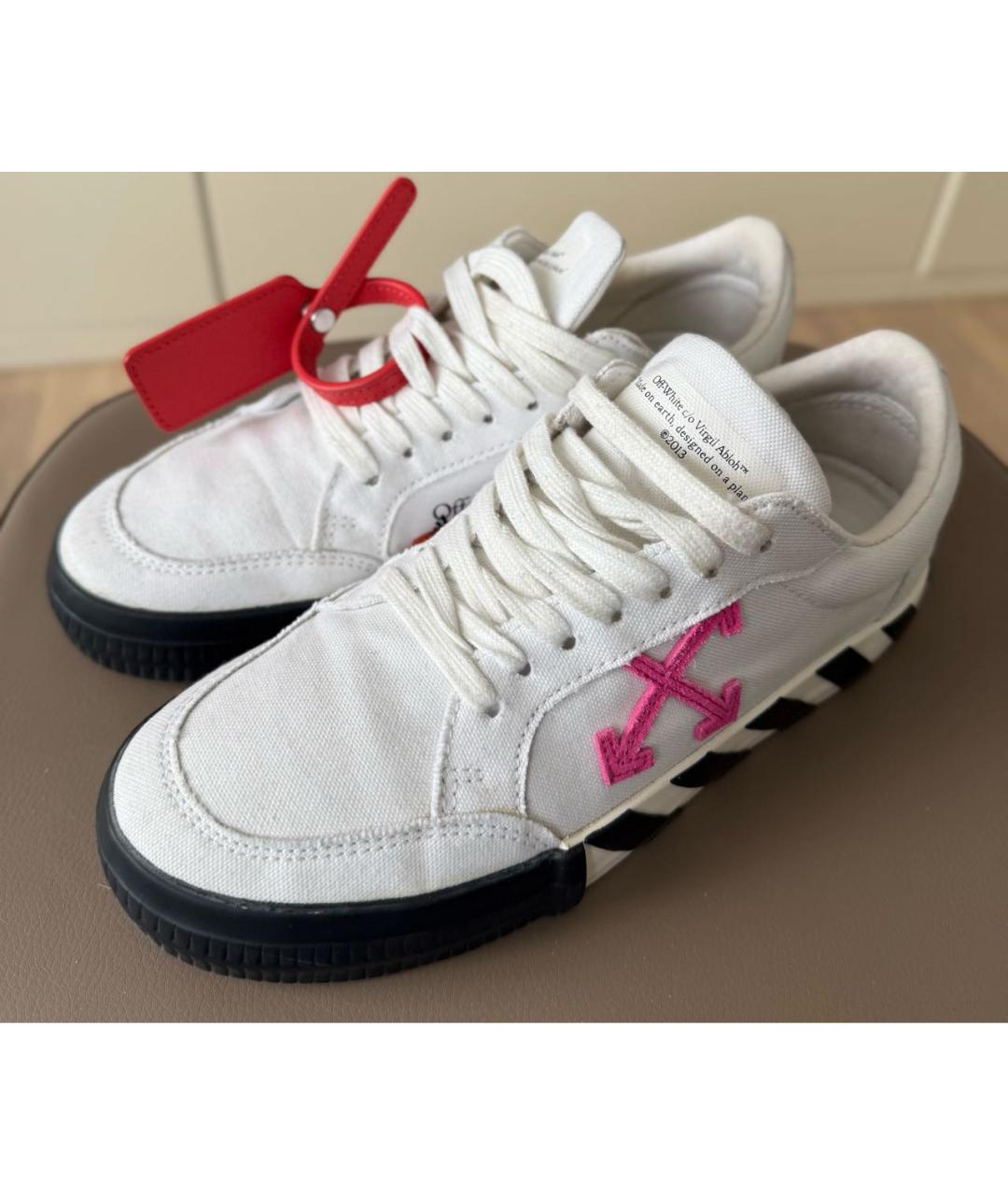 OFF-WHITE Белые текстильные кеды, фото 6