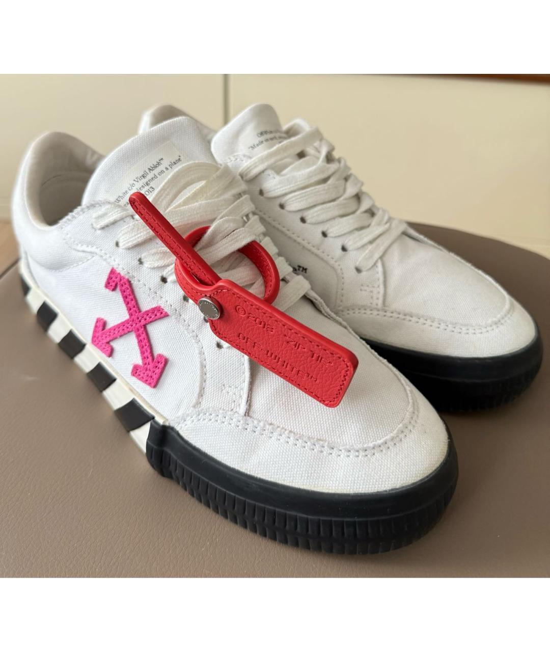 OFF-WHITE Белые текстильные кеды, фото 5