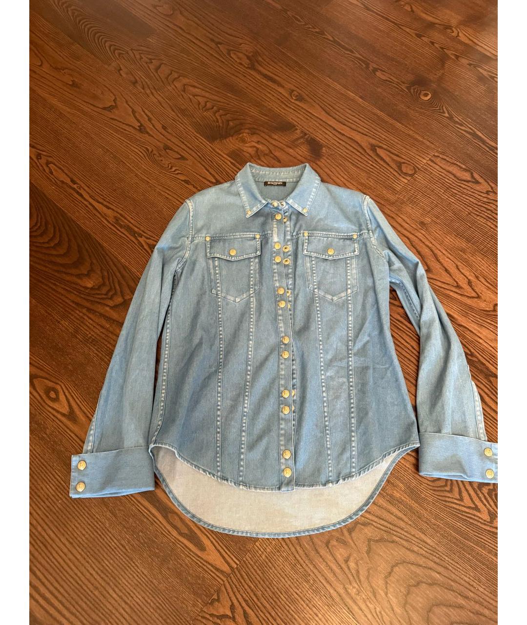 BALMAIN Голубая хлопковая рубашка, фото 2
