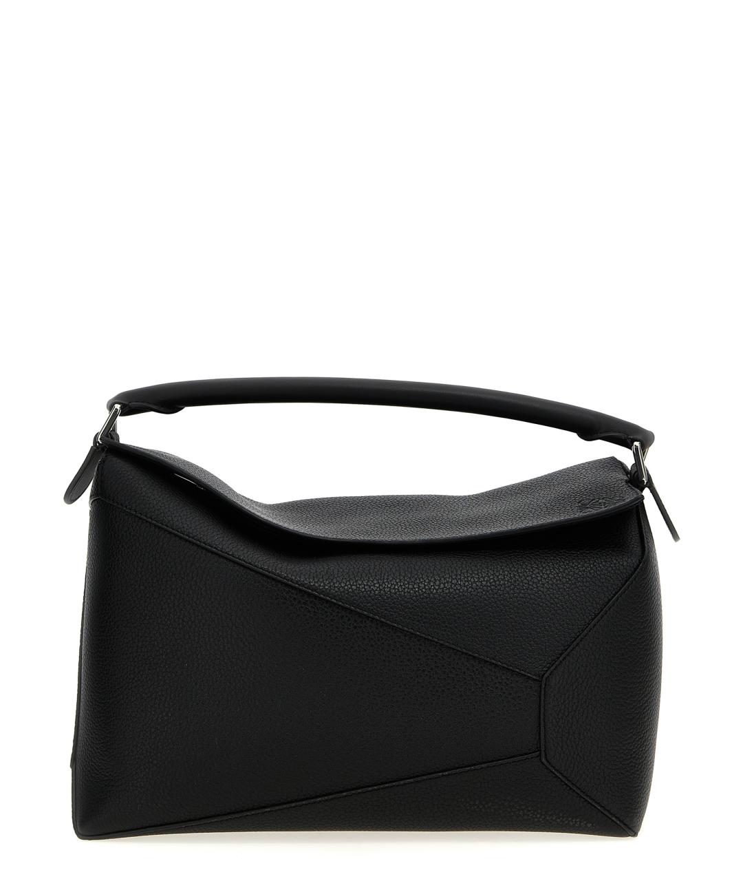 LOEWE Черная кожаная сумка с короткими ручками, фото 1