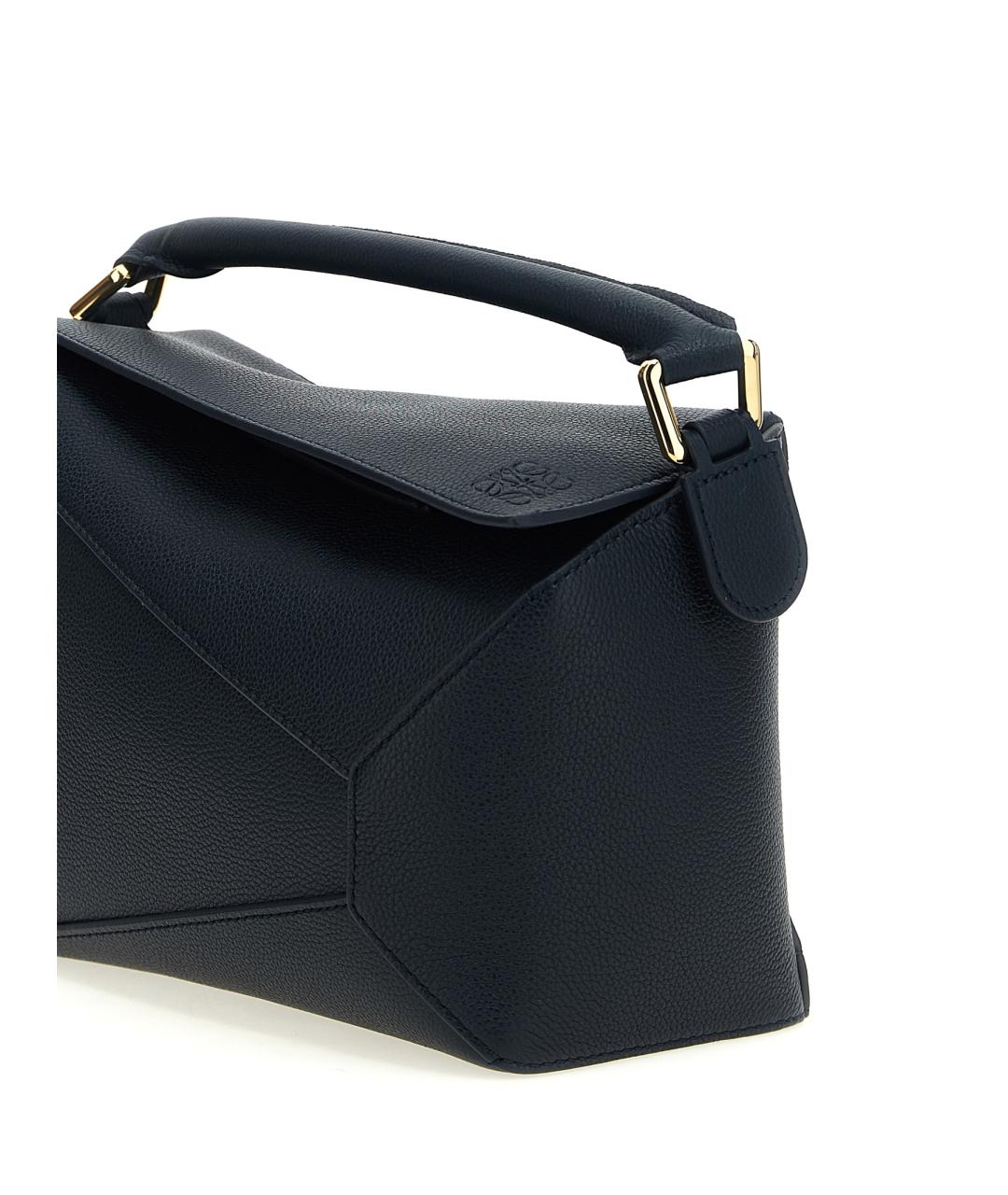 LOEWE Темно-синяя кожаная сумка с короткими ручками, фото 3
