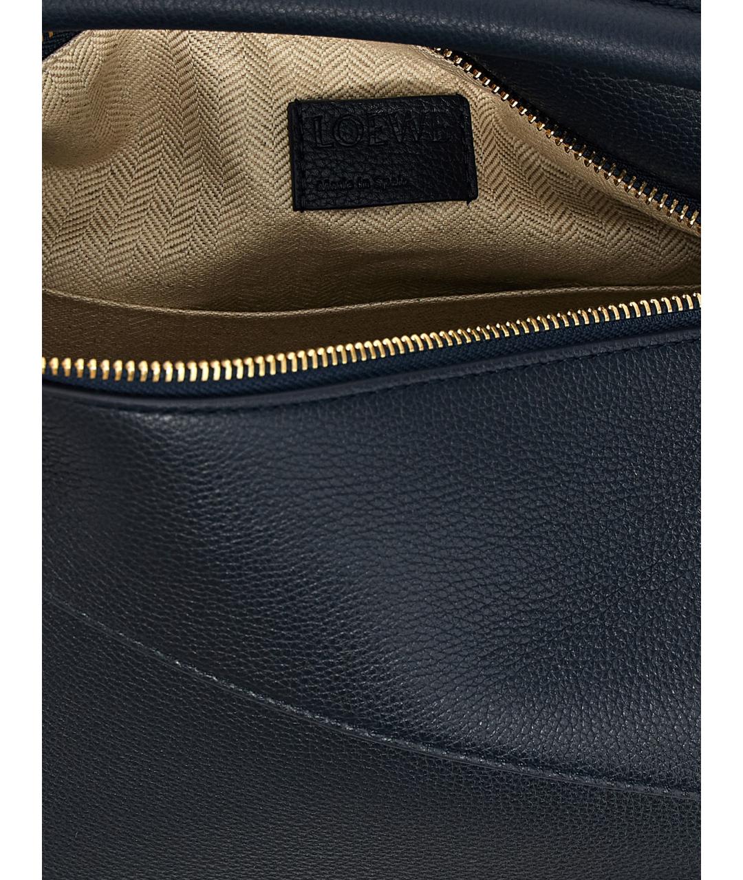LOEWE Темно-синяя кожаная сумка с короткими ручками, фото 4