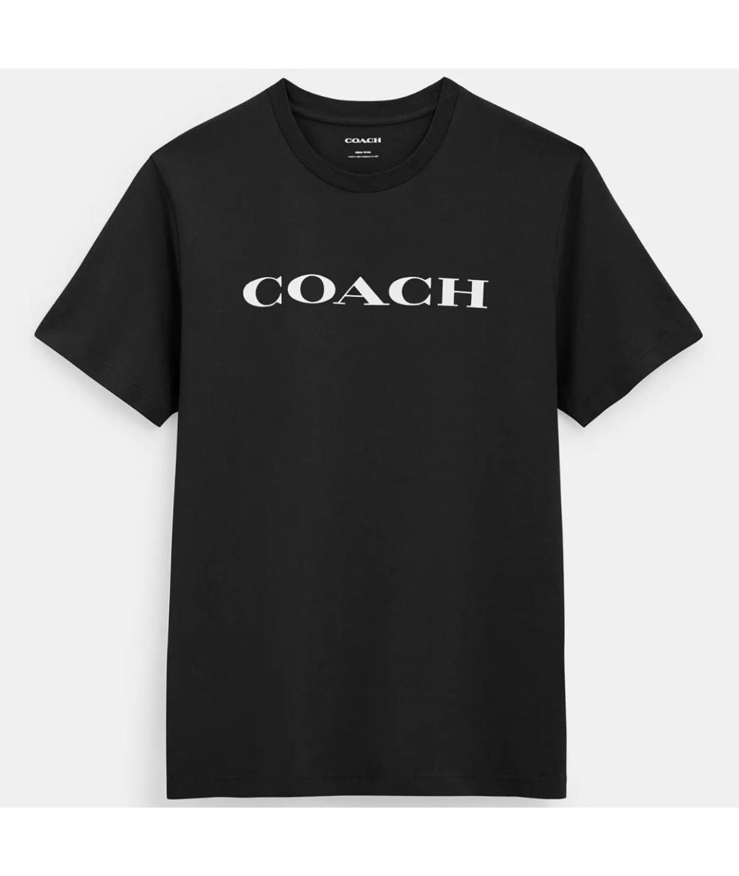 COACH Черная хлопковая футболка, фото 5