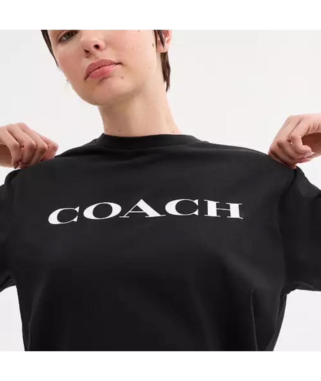 COACH Черная хлопковая футболка, фото 4